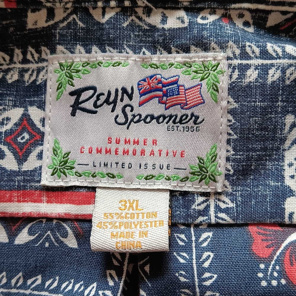 Reyn Spooner Summer Commemorative Limited Issue Shirt Flag Red White Blue 3XL - Picture 2 of 10